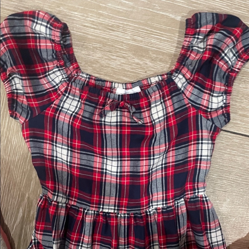 The Children's Place Navy and Red Plaid Dress (B) - Picture 2 of 4